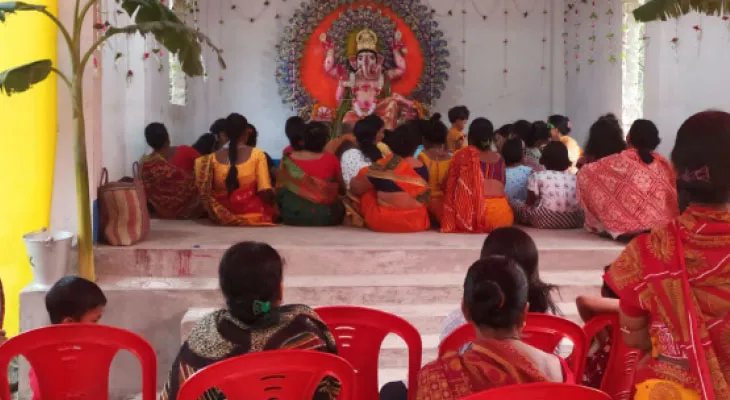 গণেশ পুজোর মধ্য দিয়ে নববর্ষ উদযাপন মালঞ্চার ডাইং গ্রামে