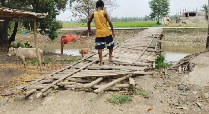 যাতায়াতের ভরসা ‘জাকলা’, পাকা সেতু চান বামনহাট-২ পঞ্চায়েতের বাদলগিরের বাসিন্দারা