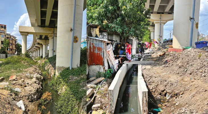 নোয়াপাড়া-বিমানবন্দর মেট্রোর কাজে বিপর্যস্ত নিকাশি, পরিদর্শনে রেল-দক্ষিণ দমদম পুরসভা