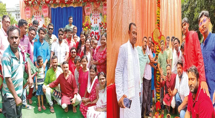 খুঁটিপুজো করে দুর্গাপুজোর মণ্ডপের কাজের সূচনা লম্বাপাড়া বাণী সঙ্ঘ সর্বজনীন দুর্গোৎসব কমিটির