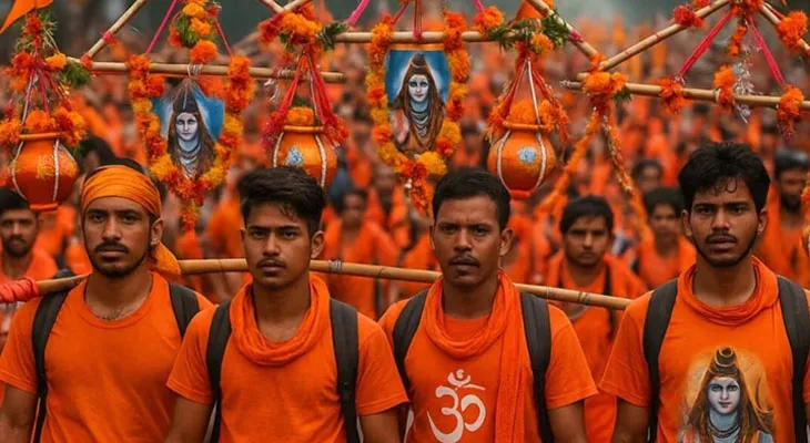 কাঁওয়ার যাত্রার রুটে কাচের টুকরো