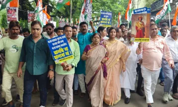 মুর্শিদাবাদের বহরমপুরে তৃণমূলের ধিক্কার মিছিল