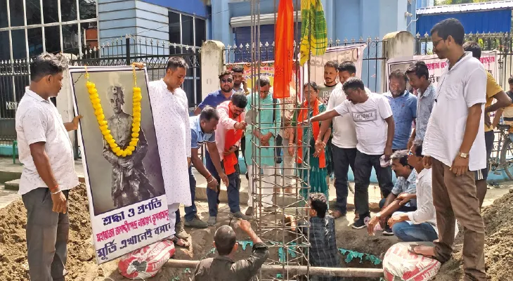 মহারাজার মূর্তি বসানোর কাজ শুরু