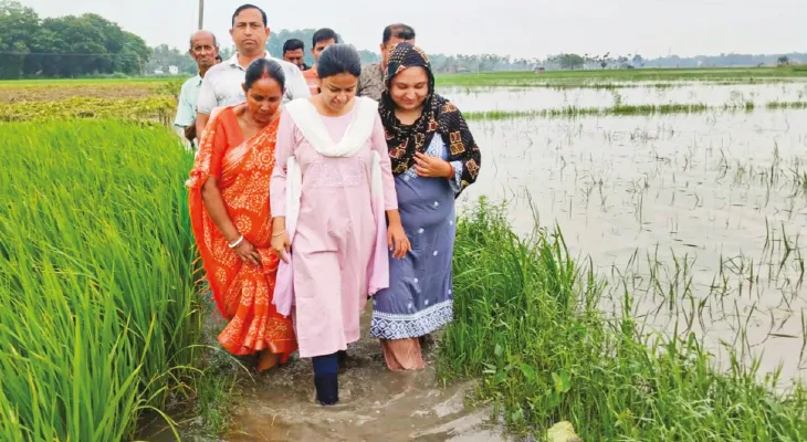 গ্রামে যাওয়ার পথ নেই, আলই ভরসা বাগদার ১৬টি পরিবারের, বর্ষায় যাতায়াতের জন্য জমির উপর চলছে নৌকা