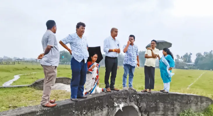 খেমচির চরের অবৈধ নির্মাণ পরিদর্শনে জনপ্রতিনিধিরা, অভিযুক্তদের চিহ্নিত করে হবে থানায় অভিযোগ