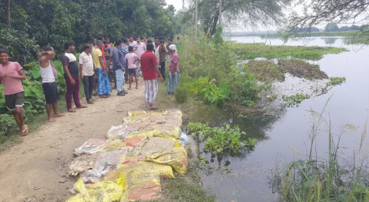 বাঁধে বালির বস্তা ফেলে রক্ষা বাসিন্দাদের, ফুলহার-কালিন্দীর যৌথ ‘হানা’য় দিশেহারা নাজিরপুরের ৫টি গ্রাম