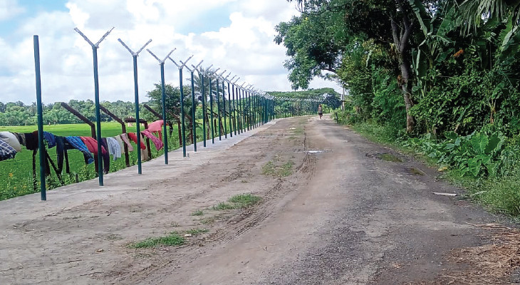 wire is being installed on the open border of Basirhat