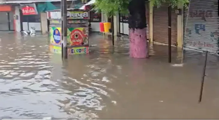 গুজরাতের আনন্দে ভারী বৃষ্টির জেরে জলমগ্ন একাধিক এলাকা