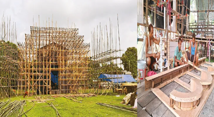 জলপাইগুড়ির দেশবন্ধুপাড়ায় মণ্ডপে ৩৩ কোটি দেবতা, ভ্যাটিকান সিটি বনাম স্বর্ণমন্দির, পাতকাটায় এবার টানটান লড়াই