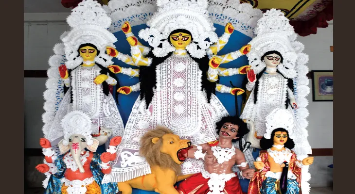 শীতলপাটিতে পুজো, পান্তাভাত খেয়ে দেবী উমা ফেরেন কৈলাসে