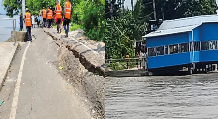 নদী বাঁধে ফাটল, বন্ধ করে দেওয়া হল নূরপুর-গাদিয়াড়া ফেরি পরিষেবা