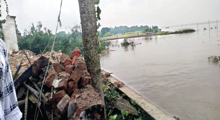 তারানগরে পদ্মার ভাঙন দু’ঘণ্টায় বিলীন ১৫টি বাড়ি, নদীর পাড়ে ঝুলছে আরও ঘর, আতঙ্ক