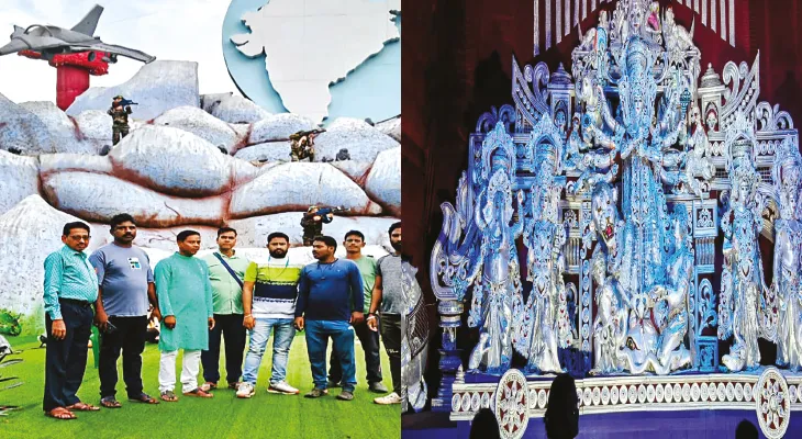 শালবনীর পিড়াকাটা বাজার দুর্গাপুজো কমিটির থিম ‘দেশসুরক্ষায় নারীশক্তি’