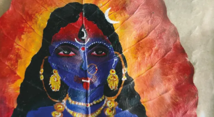 অশ্বত্থ পাতায় ফুটে উঠল শ্যামার রূপ