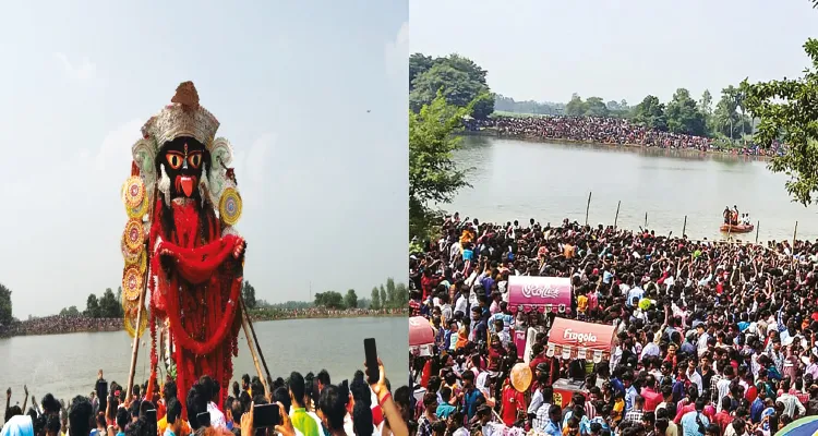 বড়মার বিসর্জনে জনজোয়ার তকিপুরে আউশগ্রামে ড্রোন উড়িয়ে নজরদারি পুলিশের