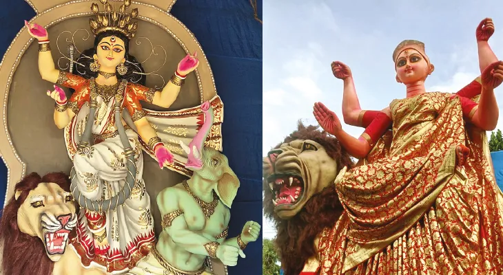 পোড়া বাড়ির মন্দির-পাখির বাসা, বিভিন্ন থিমে সেজেছে ফলতা থেকে আউশবেড়িয়া
