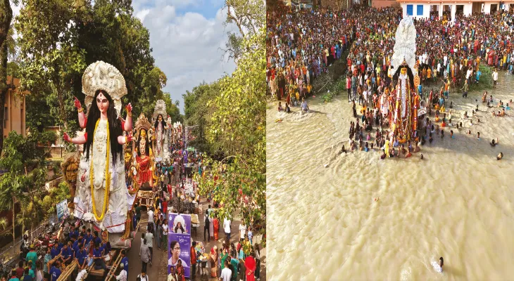 নিষিদ্ধ বাজি-ডিজে বক্স থেকে রেহাই, চন্দননগরে সুষ্ঠুভাবেই প্রতিমা নিরঞ্জন