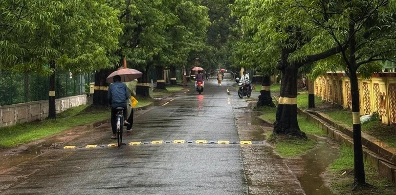 আজ থেকেই বর্ষার চূড়ান্ত পূর্বাভাসের পর বীরভূমের শান্তিনিকেতনে ঝড়ো হাওয়ার সঙ্গে শুরু বৃষ্টি, আকাশ জুড়ে কালো মেঘ