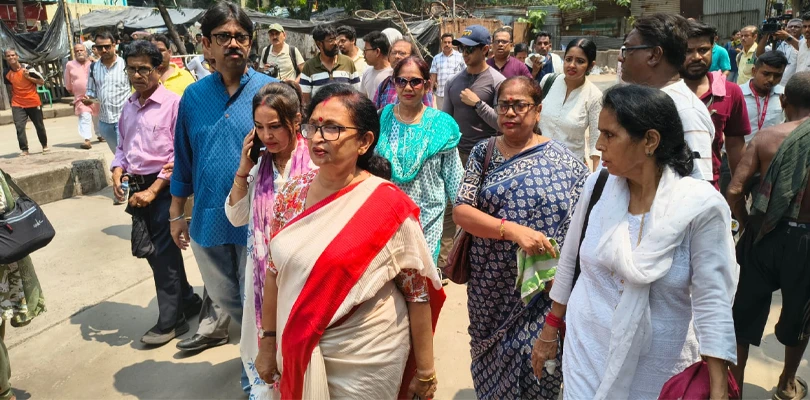 ধর্মতলায় তৃণমূলের ধর্ণাস্থলে এলেন প্রাক্তন মন্ত্রী চন্দ্রিমা ভট্টাচার্য