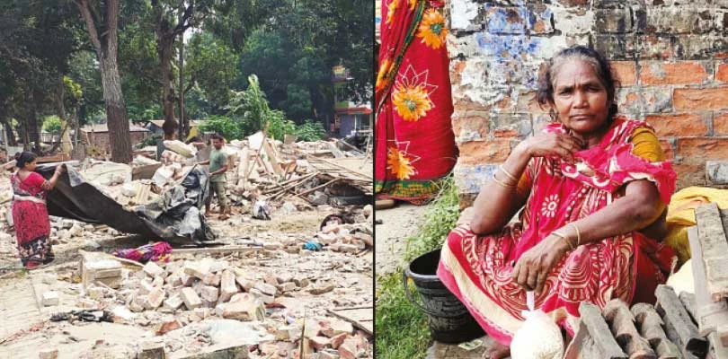 রেললাইনের ধারেই খোলা আকাশের  নীচে রাত কাটছে অঞ্জলি, সাবিত্রীদের