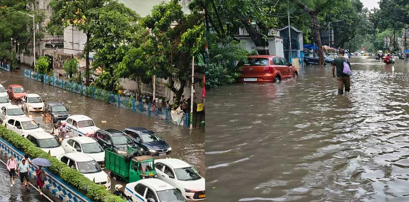 জলমগ্ন কলকাতার আশুতোষ মুখার্জি রোড, ক্যামাক স্ট্রিট