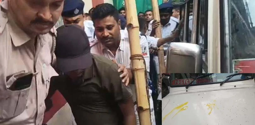 আদালত চত্বরে দেবরাজকে লক্ষ্য করে ডিম বৃষ্টি, পড়ল পুলিশের গায়ে-গাড়িতেও