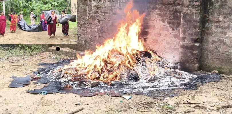 প্রয়োজনের সময়ে চেয়েও মেলেনি, গোডাউনে থাকা ত্রিপল পোড়ানোর অভিযোগ