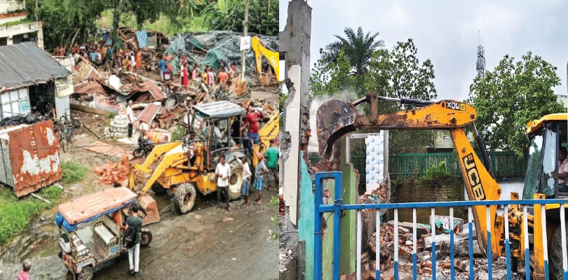 কাকদ্বীপ, ক্যানিংয়ে বুলডোজার গুঁড়িয়ে দেওয়া হল বহু দোকান