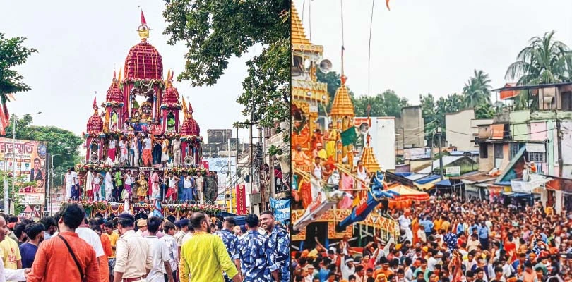 উলটো রথে শ্রীপাটে ফিরলেন জগন্নাথ, জনজোয়ারে ভাসল মাহেশ থেকে গুপ্তিপাড়া