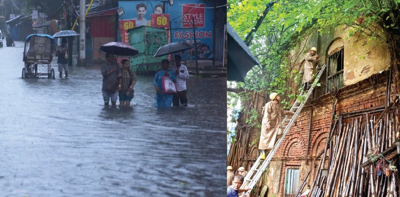 টানা বৃষ্টিতে বিপর্যস্ত হাওড়া, ভাঙল পুরানো বাড়ি