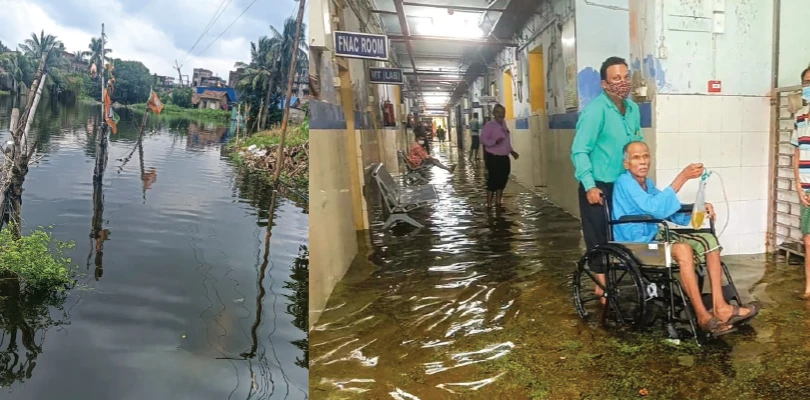 লোকালয় থেকে হাসপাতাল, সবই জলের তলায় বৃষ্টি থামলেও চূড়ান্ত দুর্ভোগ হাওড়ায়