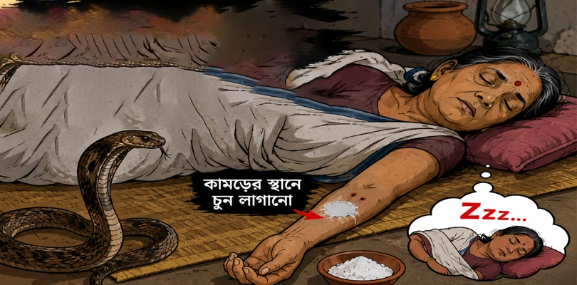 সাপের কামড়ের পর চুন লাগিয়ে ঘুম! মৃত্যু প্রৌঢ়ার