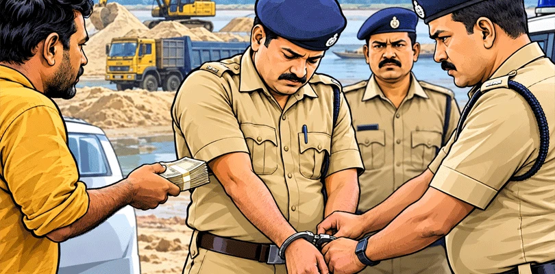 অবৈধ বালি ব্যবসায়ীদের কাছ থেকে টাকা আদায়, গ্রেপ্তার কনস্টেবল