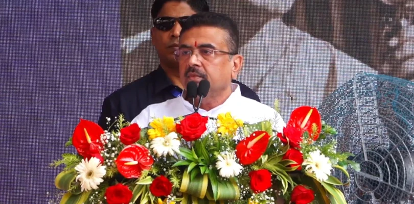 নিউটাউনে নয়া ফিল্ম সেন্টারের শিলান্যস অনুষ্ঠানে বক্তব্য রাখছেন মুখ্যমন্ত্রী শুভেন্দু অধিকারী