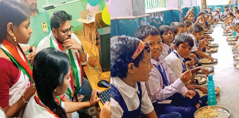 জয়নগরে শিশুদের কম্পিউটার শেখালেন বিডিও, ফলতায় পড়ুয়াদের পাতে ইলিশ