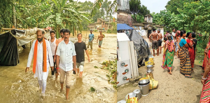 ডিভিসির জলে প্লাবনের কবলে জাঙ্গিপাড়া
