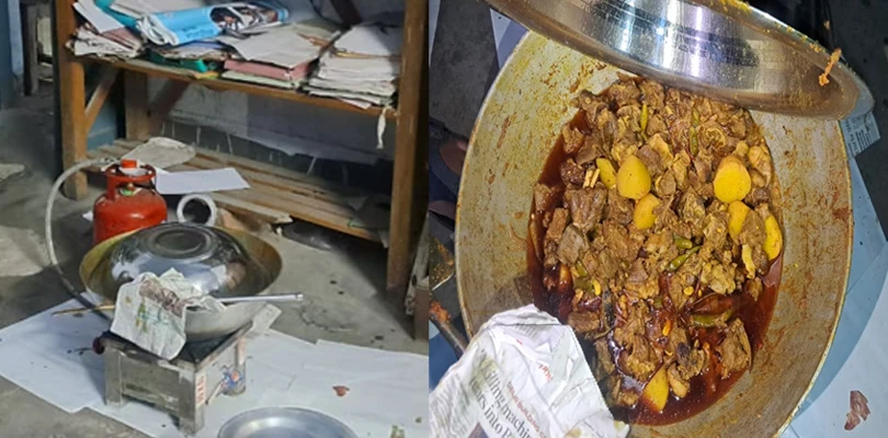 পাশে রাখা গুরুত্বপূর্ণ ফাইল, রাতে সরকারি অফিসে আগুন জ্বালিয়ে পিকনিক!