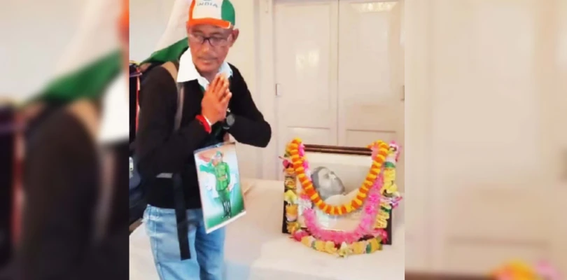 নেতাজির সম্মানে লং মার্চ, সাগর থেকে হেঁটে দার্জিলিং এলেন বৃদ্ধ