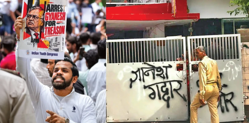 ‘ভোট চোরকে শিক্ষা দেবে মানুষই’, জ্ঞানেশের বাড়িতে লেখা হল ‘গদ্দার’, আইন অমান্যে অনড় ককরোচ