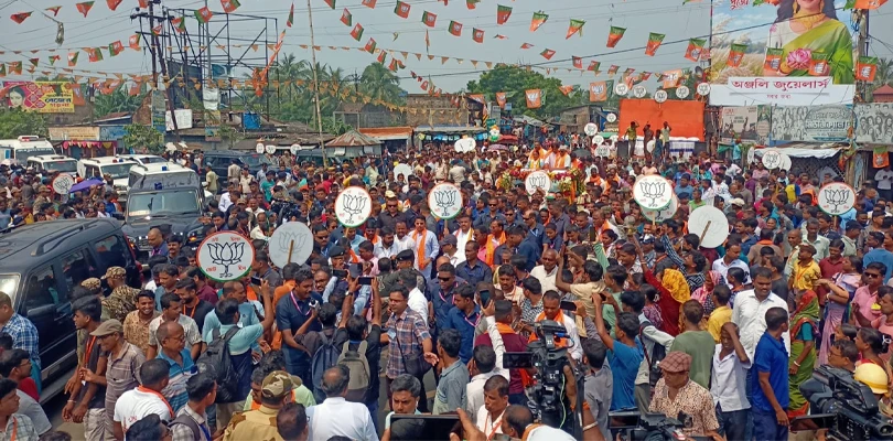 নন্দীগ্রামে উপনির্বাচনের প্রচারের শেষদিন রবিবার পদযাত্রায় মুখ্যমন্ত্রী শুভেন্দু অধিকারী