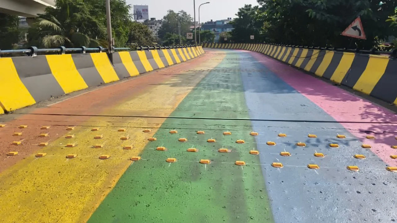 চিংড়িঘাটা ফ্লাইওভারে ক্যাটস আই, কমল রঙের মসৃণতা!