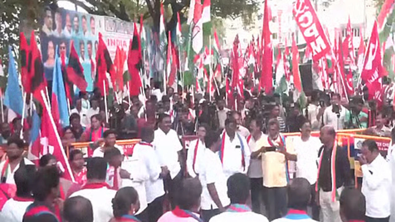 চেন্নাইয়ে বিক্ষোভে শামিল মুখ্যমন্ত্রী বিজয়ের টিভিকে