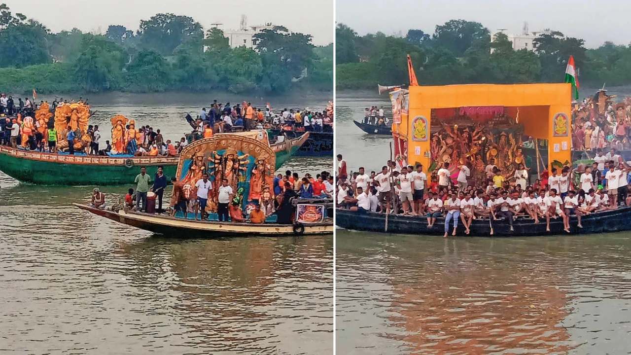 বাংলাদেশের প্রতিমা নিরঞ্জন দেখতে উপচে পড়া ভিড় ইছামতী নদীঘাটে