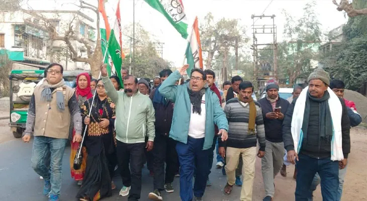 ইডি হানার প্রতিবাদ, তেহট্ট ১ ও ২ ব্লকে তৃণমূলের মিছিল