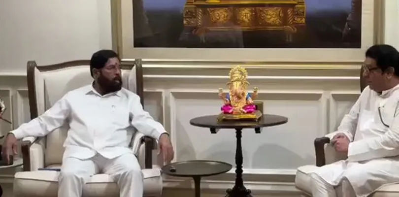 মুম্বইয়ে এমএনএস প্রধান রাজ থ্যাকারের সঙ্গে দেখা করলেন মহারাষ্ট্রের উপমুখ্যমন্ত্রী একনাথ সিন্ধে