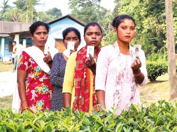 উন্নয়নের আশা বুকে নিয়ে ভোট দিলেন চা বাগানের বাসিন্দারা